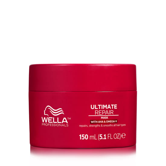 Jar of Wella Ultimate Repair Mask for deep hair restoration