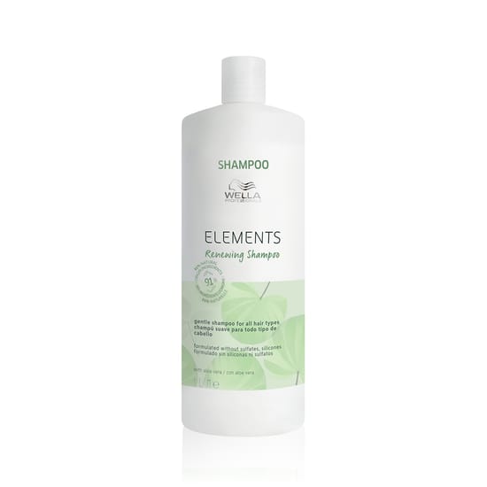 Close-up of Wella Elements Renewing Shampoo Bottle