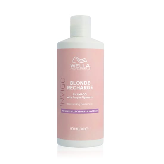 Bottle of Wella Invigo Blonde Recharge Shampoo