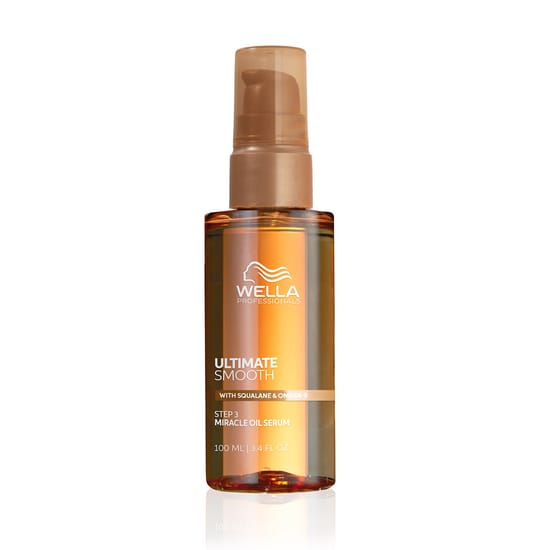 Bottle of Wella Ultimate Smooth Miracle Oil Serum for Hair Care