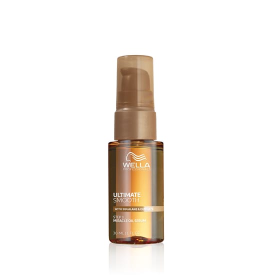 Bottle of Wella Ultimate Smooth Miracle Oil Serum for Hair Care