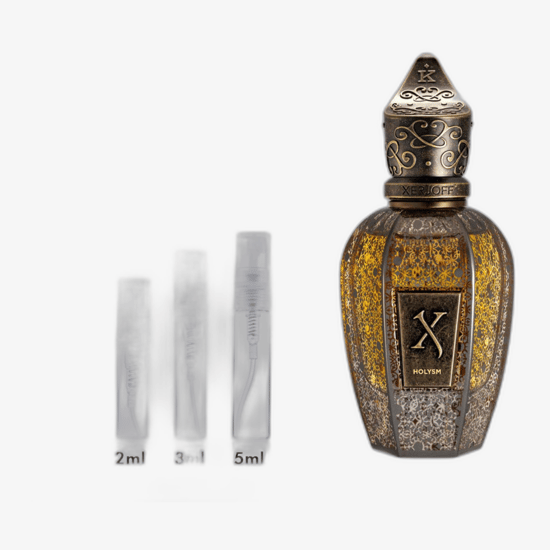 Close-up of Xerjoff XJK Blue Holysm Parfum bottle