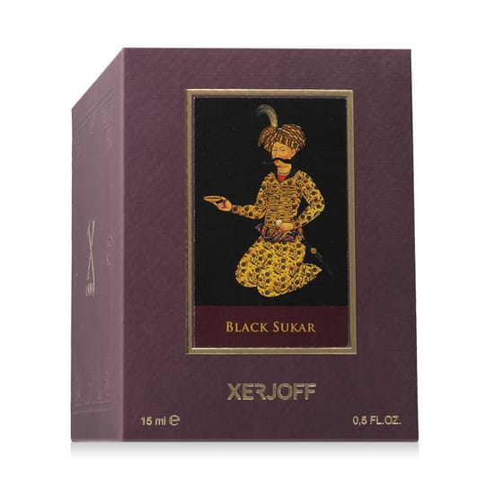 Close-up of Xerjoff xj oud black sukar perfume bottle