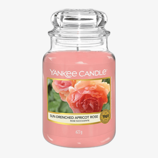 Large jar of Yankee Candle Sun-Drenched Apricot Rose scented candle