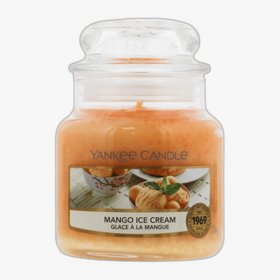Маленькая банка ароматической свечи yankee candle mango ice cream