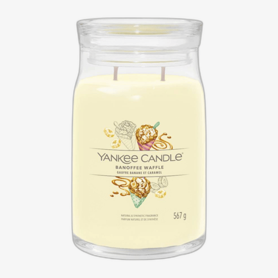 Yankee Candle signature tumbler lõhnaküünal Banoffee Waffle lähivaade