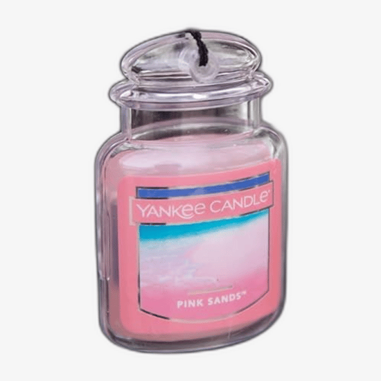 Yankee Candle Ultimate Car Jar Pink Sands air freshener in packaging