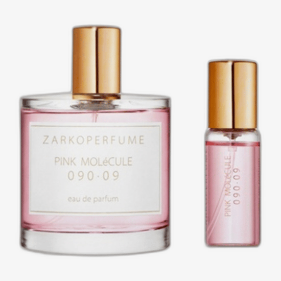 Travel-sized bottle of zarkoperfume pink molecule 090.09