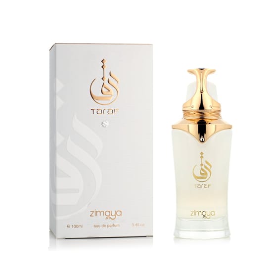 Original packaging of Zimaya Taraf White EDP Elegant bottle of Zimaya Taraf White EDP close-up