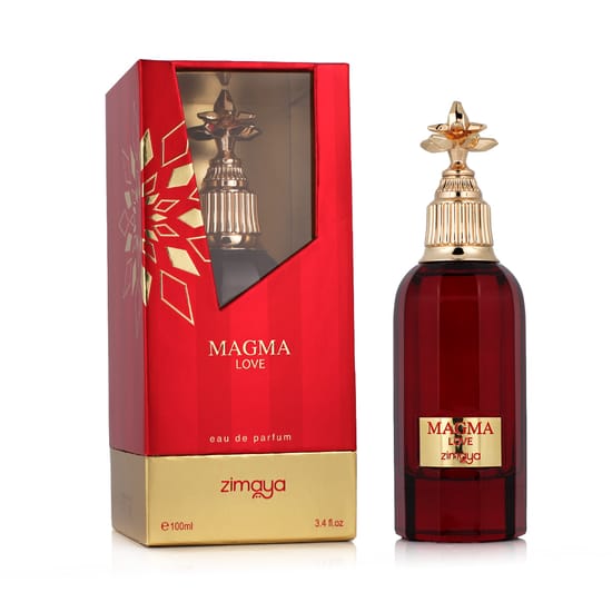 Close-up of Zimaya Magma Love EDP bottle