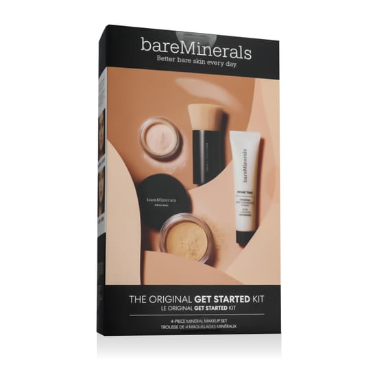 bareMinerals The Original Get Started Kit (18 Medium Tan) displayed on a vanity table for a natural makeup routine
