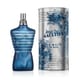 Elegant flacon of Jean Paul Gaultier Le Male In Blue EDP highlighting its refined unisex appeal