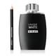 Original Lalique White in Black EDP packaging Lalique White in Black EDP bottle close-up
