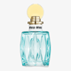Parfüümi Miu Miu L'Eau Bleue EDP klaasist pudel sinise tooniga korgiga