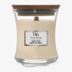 Мини-свеча WoodWick Warm Wool с деревянным фитилём и мягким ароматом уюта, форма песочных часов