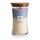 Большая арома-свеча Woodwick Trilogy Calming Retreat в элегантной обстановке