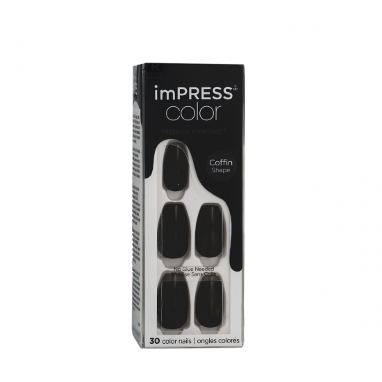 KISS imPRESS color Press-On Manicure M (512 All Black) 30 ks