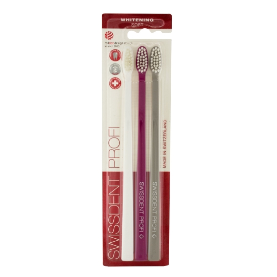 Swissdent Whitening Soft Family Tootbrushes (white, pink, grey) 3 pcs